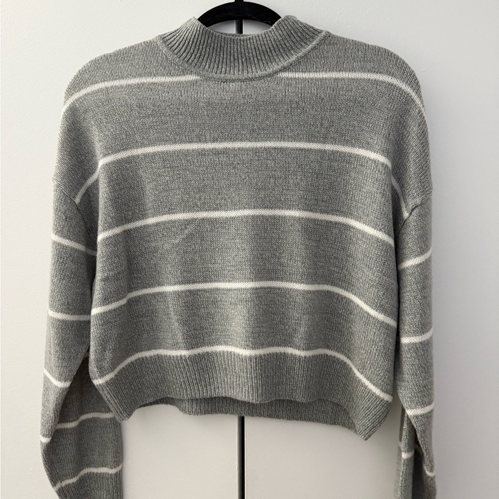 H&M Striped Mock Neck Sweater